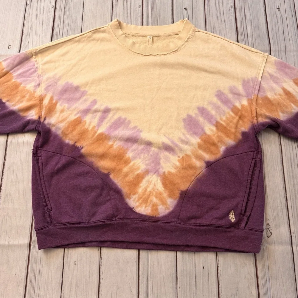Free People Ombre Tie-Dye Metti Crew‎ Oversized Sweatshirt Size Small /Medium